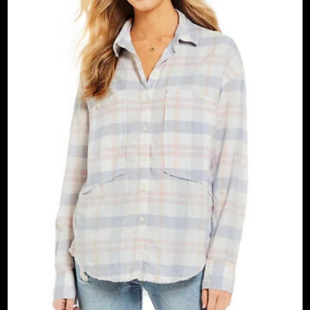 Free People Loveland Plaid Oversized Pocket Shirt